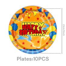 10Pcs Themed Disposable Tableware Set - 9/7" Paper Plates, 9oz Cups & Printed Napkins For Birthday Parties, BBQs, Picnics & Gatherings - Multicolor - View 3