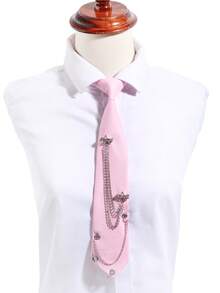 1件女士时尚水晶月亮星星金/银链可拆卸流苏黑色领结，适合宴会、派对、送礼、衬衫、学校服装、圣诞装饰等场合。 - 多色(月亮星星) - 查看 5