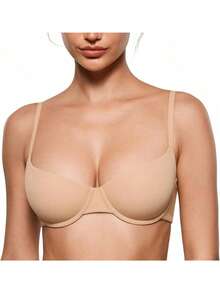 Women's Inbarely Plus Balconette Bra - Demi Unlined No Padding Underwire Comfort Natural Support Everyday Bras - Warm Beige - Go Up a Cup Size - View 13