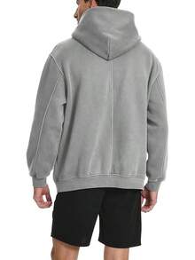 Mens Women Oversized Acid Wash Hoodie Unisex Heavyweight Vintage Fleece Sweatshirt & Hoodies For Men Couple 2025halloween - 中灰色 - 查看 9