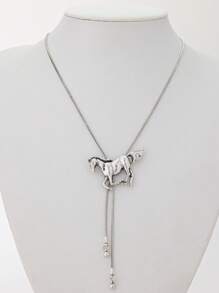 1pc Western Cowboy Style Turquoise Adjustable Snake Chain Necklace With Bull Head Pendant, Unisex - Necklace - View 11