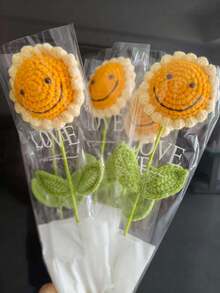 1 Stück handgefertigte gewebte Sonnenblume mit lächelndem Gesicht, kommt mit individueller Verpackung