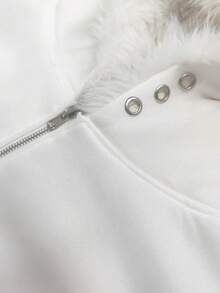 Modcrash Men Loose Fit Faux Fur Coat, Vintage, Winter, Fall - White - View 10