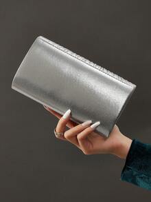 Túi cầm tay buổi tối thanh lịch, thời trang sáng bóng, túi xích vuông nhỏ tinh tế, sang trọng, quyến rũ, phù hợp cho phụ nữ, sinh viên, nhân viên văn phòng, cô dâu làm túi xách buổi tối, ví, túi xách cho đám cưới, tiệc sinh nhật của phụ nữ, vũ hội, tiệc chiêu đãi, một món quà tuyệt vời cho phụ nữ - Bạc - Xem 7