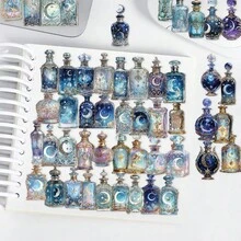 50PCS Transparent Stickers Bottle Stickers Aesthetic Stickers Moon Stickers Fantasy Stickers Fun Stickers Vinyl Waterproof Stickers Aesthetic Laptop Sticker Pack Skateboard Stickers Water Bottle Stickers Notebook Stickers - Multicolor - View 7
