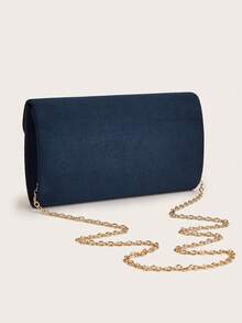 AIBBYDAR Navy Blue Velvet Women's Evening Bag, Fashion Clutch Purse, Makeup Bag, Lightweight Crossbody Bag, Suitable For Business, Commute, Wedding, Gala, Party, Holiday Gathering - Navy Blue - View 5
