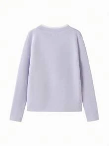 Balabala Girls Sweater 2025 Spring/Fall New Knit Pullover Top - Pink Purple - View 2