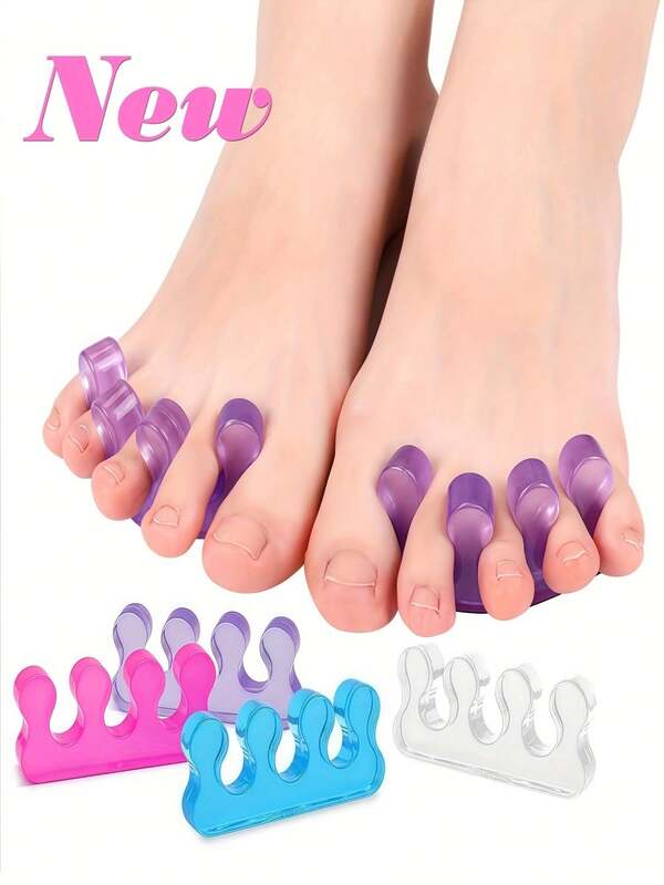 2 Packs Hallux Valgus Splitter Braces, Overlapping Toe Correctors, Three-Hole Blue Braces, Toe Separators, Foot Care Toe Separators - Unisex Nail Separators - Easy Nail Trimming And Toe Grooming - Soft Gel Toe Pads Set