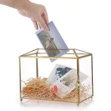 Elegant Golden Glass Card Box With Lock And Slot - 10. 2 X 5. 9 X 8. 3 Inches, Large Transparent Geometric Design For Wedding Receptions, Birthday Parties, And Gift Decorations (Glass Box Only), Gift Presentation Box, Glass Storage Box - 金色 - 查看 6