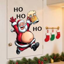 1/3/5 Piezas Pegatina divertida de Papá Noel bebiendo cerveza para decorar la ventana del hogar, baño, sala de estar, dormitorio, aula u oficina, papel tapiz adhesivo y decoración de pared de vinilo - Multicolor - Ver 4
