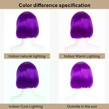 REEWES Bunte Perücke Lila Kurzer Bob Perücke Natürliches Synthetisches Haar für tägliche Partys Perücke Halloween Kostüm Anime Cosplay