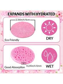 10/20/30/50/60/100 件 100% 天然压缩面部海绵，天然纤维素面部海绵，用于清洁、去角质、洗脸、卸妆和 SPA 使用 - 女士旅行护肤必需品，可重复使用的化妆海绵，配有透明塑料海绵储物罐，适合家庭和旅行 - 彩色 - 查看 6