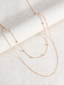 1 szt. dwuwarstwowy naszyjnik z koralików w stylu boho, modna biżuteria do pracy, dodatek na plażową imprezę dla kobiet (ręcznie robiony łańcuszek przycięty do odpowiedniej długości, ilość koralików może się różnić)