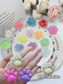 1PC Transparent Glitter Soft Cat Paw Squeeze Toy,Stress Relief And Fun, Great Party Favors And Birthday Gifts For All Ages, Pink For Girls,Blue For Boys,Portable Fidget Squeeze Toy For Your Desk And On The Go, Ideal Holiday Gift, Small Gift Ornament, Cute And Fun, Christmas Gift, Party Favor, Gift Bag Filler, Classroom Prize - Multicolor - View 11