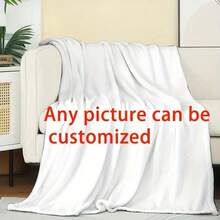 1pc Customizable Photo Print Flannel Blanket - Personalized Wool Blanket With Printed Design, Machine Washable, Soft All-Season Bedspread, Suitable For Couples, Anniversary, Wedding, Valentine's Day Gift, Modern Home Decor, Personalized Throw, Best For Christmas, Simple, Custom, Personalized, Unique, Ideal Gifts For Him, For Anniversaries, For Valentine's Day, For Graduation, For Father's Day, For Weddings, For Housewarming, Sofa, Bed, Car, Tea Room, Bedroom, Bathroom, Living Room, Dining Room - 彩色 - 查看 6