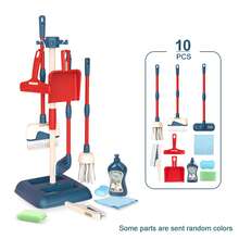 Children's Cleaning Tool Play Set Toy With Stand, Realistic Housework Simulation, Pretend Play Broom, Mop, Role Play Props Gift For Boys And Girls (Some Parts Are Sent Random Colors)