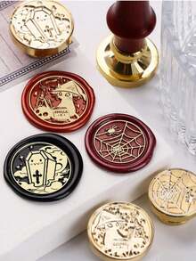 1PC Halloween Series Wax Seal - Classic Retro Design, Suitable For Envelopes/DIY Handmade Decoration Party Invitations And Gifts/Graduation Parties/Desktop Decoration Seals, Beautiful Witch, Castle And Halloween Element Patterns Brass Seal Heads