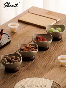 shoxil 1 pièce Bol en poterie épais, convient pour la crème glacée et les desserts, peut également être utilisé comme coupe à glace, assiette à collation, plateau, petit plat, plateau à collation et à fruits unique et haut de gamme, convient pour la maison, le thé de l'après-midi, les réceptions et la rentrée scolaire - Coupe à dessert - Voir 9