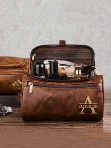 Customized Men's Toiletry Bag, Portable PU Waterproof Cosmetic Bag, Multi-Functional Travel Hanging Bag, Personalized Travel Bag, Anniversary Gift, Best Gift For Him, Groomsman Gift, Gift For Father's Day, Mother's Day, Teacher's Day, Thanksgiving, Christmas