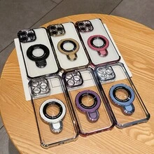 适用于 17/15 Pro Max，防震手机壳带支架，奢华透明电镀气囊设计，防震防摔。也兼容 17/6/7/8/X/XS/XR/11/12/13/14/15/16/16e、Galaxy S22/23/24/25/S24 FE/S25 EDGE、A04/05/06/A07/A14/A15/A16/A17/A24/A25/A34、Note 9/10/11/12/13/14、9/10/12/13C/14C/A5/A3、MOTO、荣耀 X、HW、C53/C55/C61/C63/C65/C75 等。 - 黑色 - 查看 7