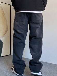Baggy Jeans Wide Leg Straight Fit Carpenter Jeans UNISEX - Màu xám đen - Xem 2