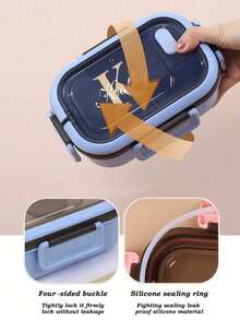 1200ML/42oz 2-Layer PP5 Plastic Portable Lunch Box, Microwave , Compartment Design With Sauce Containers And Utensils, Lightweight Bento Box - Multicolor - View 10