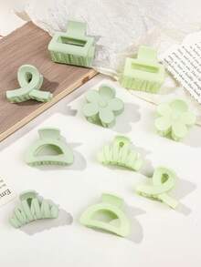 10pcs Minimalist Geometric Flower Hair Clips, Soft Autumn/Winter Vibe Hair Claw Barrettes For Girls, Student Hair Accessories For Buns, Suitable For Daily Wear, Outdoor, Travel, Commute, Work, Festivals