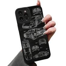 Cool Car Model Pattern Mobile Phone Case Suitable For Iphone11 12 13 14 15 16pro Max Black Mobile Phone Case With Camera Protection Pro Max Plus Series Angel Eye Soft Shell - Must-Have Mobile Phone Case For Car Enthusiasts - Black - View 6