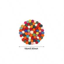1 Pc Round Felt Ball Coasters Wool Absorbent Handmade Rainbow Colorful Felt Coaster For Drinks Office Home Bar Decor Christmas Decor Home Decor Christmas Decorations Room Decor