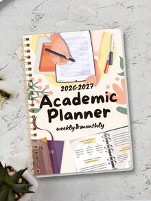 Trees 2026-2027 年月度计划笔记本，A5 简约周计划和月度计划学年日历笔记本，32 页办公和学校用品，完美的教师礼物 - 彩色 - 查看 3