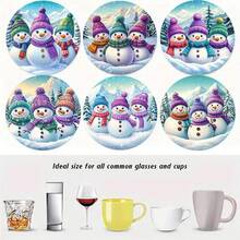 1 set/4 piezas/6 piezas Posavasos de barro de diatomeas con diseño de tres muñecos de nieve y árbol de Navidad, posavasos de café, decoración multiusos para el hogar y restaurantes, regalos diarios, decoración de mesa, decoración diaria, decoración para fiestas temáticas - Multicolor - Ver 4