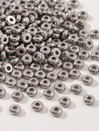100 件不锈钢扁圆形隔珠分隔珠，用于珠宝制作金属钢色 DIY 配件，厚隔珠，圆形甜甜圈珠宝制作隔珠帽和珠锥珠宝制作饰品珠宝饰品
