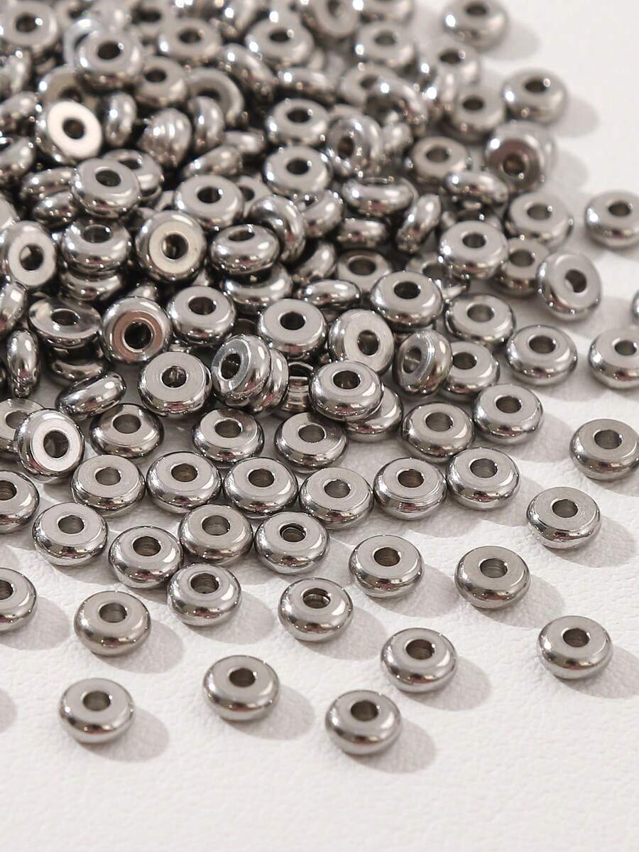 100PCs Stainless Steel Flat Round Spacer Beads Separators Beads For Jewelry Making Metal Steel Color Diy Accessories,Thick Spacer Beads,Rounded Donut Jewelry Making Spacers Bead Caps & Bead Cones Jewelry Making Charms Jewelry Charms