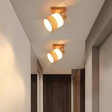 Glitzerlife LED Ceiling Spotlight 1/2/3/4 Flame Hallway Lamp - Ceiling Light Wooden Ceiling Lamp E14 Vintage Swiveling 350° Retro Ceiling Spot Spotlight Wall Spotlight Bedroom Kitchen, Without Light Source - 1 火焰 - 查看 2