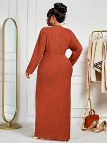 BIUBIU Women's Plus Size Long Sleeve V-Neck Casual, Elegant, Minimalist Spring/Autumn/Winter, Back To School, Thanksgiving Dress