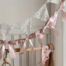 A Handmade Bow Ribbon Banner - No Electricity Needed, Decorative Handwoven Party Garland, Suitable For Events And Celebrations - 象牙白蝴蝶結 - 查看 3