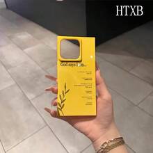 Un teléfono con un diseño de hojas y bloques, compatible con los modelos 16 Pro, 16, 15 Pro, 14, 14 Plus, 13, 13 Pro, 12 Pro y 12 Pro, ofrece una cobertura completa a prueba de golpes, un corte grande, un marco elegante y brillante y características mejoradas. - Amarillo - Ver 4