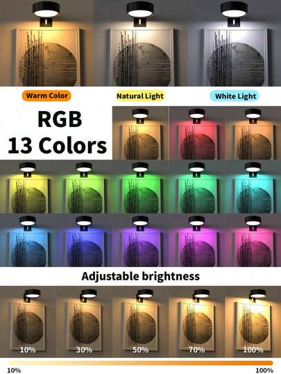 1/3/ Wireless Metal Wand Art LED Picture Lights, Lamps, Fairy Night Book Lamps Magnetic Adjustable Temperature, Timer, Remote Control Push Button view 5