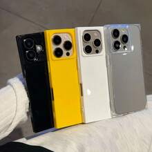 Funda cuadrada de TPU con orificio grande y diseño cúbico, compatible con los modelos 12 a 16 Pro y Plus. Cuenta con una superficie brillante y es resistente a caídas, ideal para regalar en Navidad o cumpleaños. - transparente - Ver 2