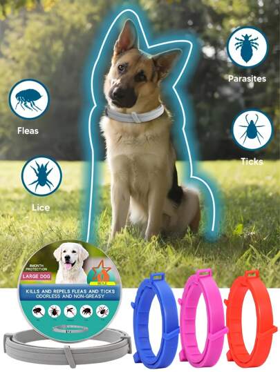 1 pieza Collar antiparasitario para perros y gatos de 38/70 CM, protección contra pulgas y garrapatas, diseño retráctil y cómodo con cierre de seguridad, contiene ingredientes naturales para prevenir infecciones en la piel, seguro para cachorros mayores de 7 semanas, accesorios para perros