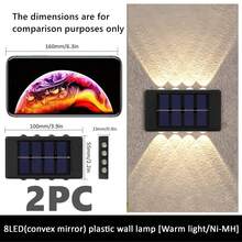 10LED/8LED Solar Wall Lights, 1/2/6pcs Multi-Pack Options, Up & Down LED Lamp Design Suitable For Decorating House Exterior Walls, Fences, Corridors, Decks, Stairs, Gardens, Front/Backyard - Black - View 21