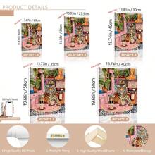 1pc Unframed Tiger With Coffee And French Press Canvas Print - Minimalist Kitchen Wall Art - Bold Tiger Coffee Enthusiast Decor - Vintage Jungle Print Posters,Wall Art,Room Decoration Stuff,Fall,Halloween,Modern,Vintage(Optional) Frame) - Multicolor - View 6