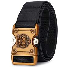 WilliamPOLO Cinturón táctico para hombres con hebilla de liberación rápida con cabeza de tigre, ancho de 1.5", ajustable para cintura de 26 a 50 pulgadas, cinturón de cinta de nilón para todas las estaciones - multicolor - Ver 12