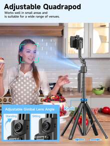 TOKQI 自动人脸追踪自拍杆三脚架，可伸缩铝合金智能手机支架，360°旋转手机支架，蓝牙遥控自拍杆，兼容安卓和iOS手机