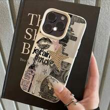 Funda de teléfono móvil con diseño de collage elegante, adecuada para iPhone 17air 17promax 17pro 17 16 11 XR XSMAX 12 13 14 15 plus Pro Max, material TPU premium, anti-caída, funda protectora de alta calidad y a la moda. Funda de teléfono para la temporada de otoño e invierno, regalo de Halloween, regalo de Navidad ~ Material de textura de cuero - blanco - estampado de leopardo estrella 488WC - Colores mixtos 1 - Ver 7