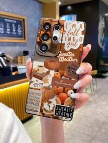 1pc Autumn Pumpkin, Coffee, Book, Apple, Star Graphic Patchwork Letter Newspaper Eye TPU Shockproof Phone Case, Suitable As Holiday Gift Compatible With Iphone Xs/Xsmax/Xr/11 12 13 14 15 16pro/Promax/14 15 16plus, Nothing, Pixel, INFINIX, Redmi Series Phones