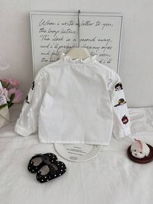 2 Pieces Girls Spring/Autumn Dress Set, Children's Fashionable Embroidered Shirt With Ruffled Vest & Long Sleeve Dress, Princess Style