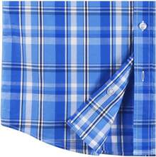 Mens Short Sleeve Plaid Button Down Shirt Western Casual Shirts With Two Pocketshalloween - 藍色 - 查看 3