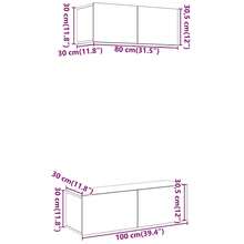 2 Piece TV Cabinet Set Wall-Mounted Old Wood Engineered Wood - Brown - View 9
