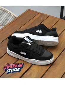 Men's Skater Classic Casual Essential Sneakers New Release 2025 Unisex Men's Basic Stylish Skate Shoes - Đen và trắng - Xem 2